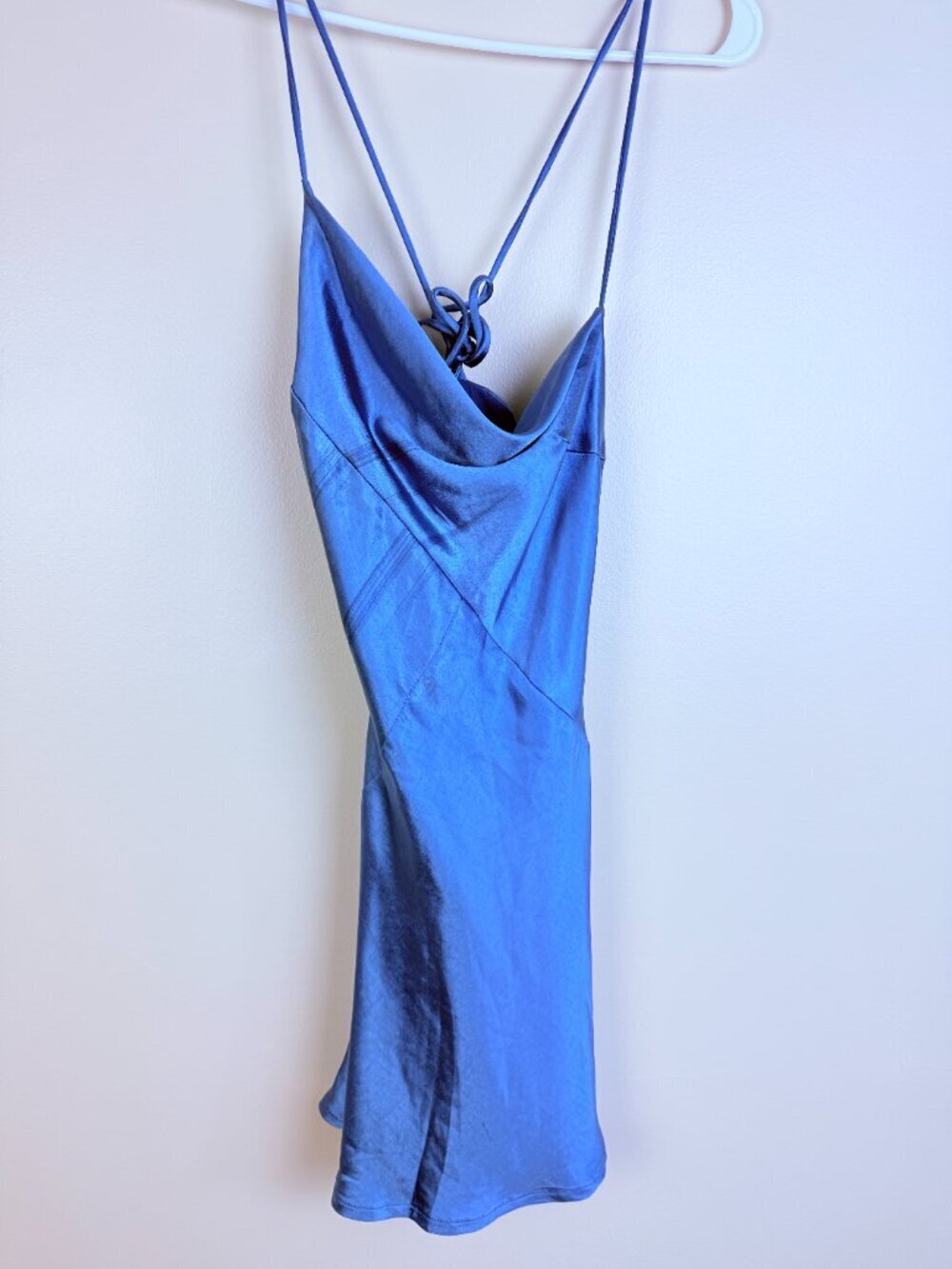 NWT Hello Molly Satin Cowl Neck Tie Back Mini Dress Size 2